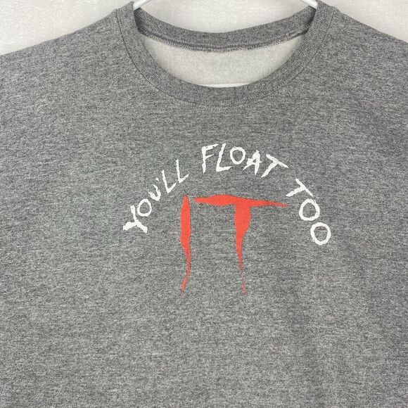 IT Pennywise Horror Movie Graphic Sweater Mens Extra Large Gray Sweatshirt - Picture 3 of 7